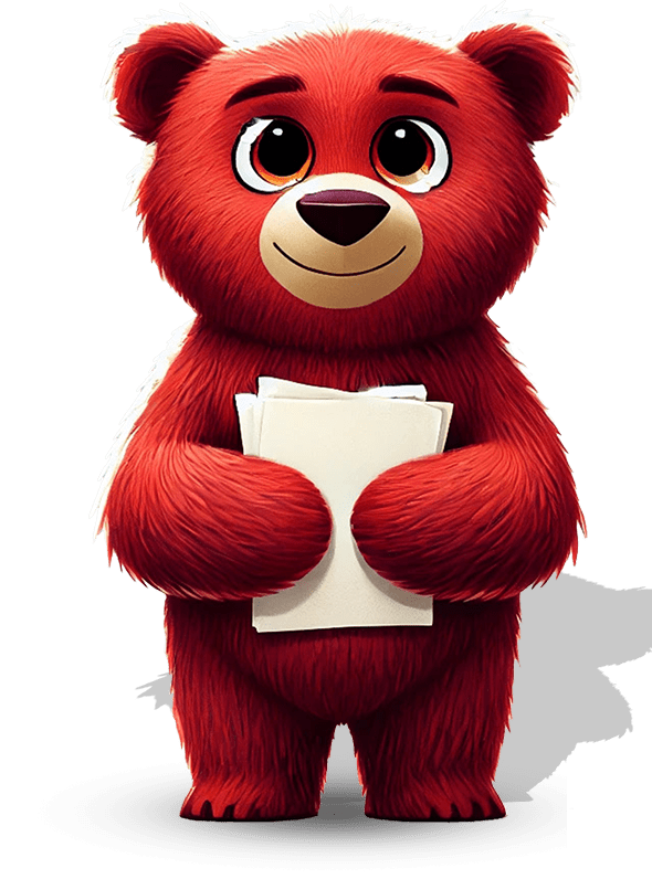 A Teddy Bear Holding Papers, symbolizing learning or information sharing